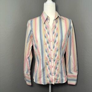 Thomas Pink Pastel Striped Button Down Pleated Front Shirt‎ Size US 10